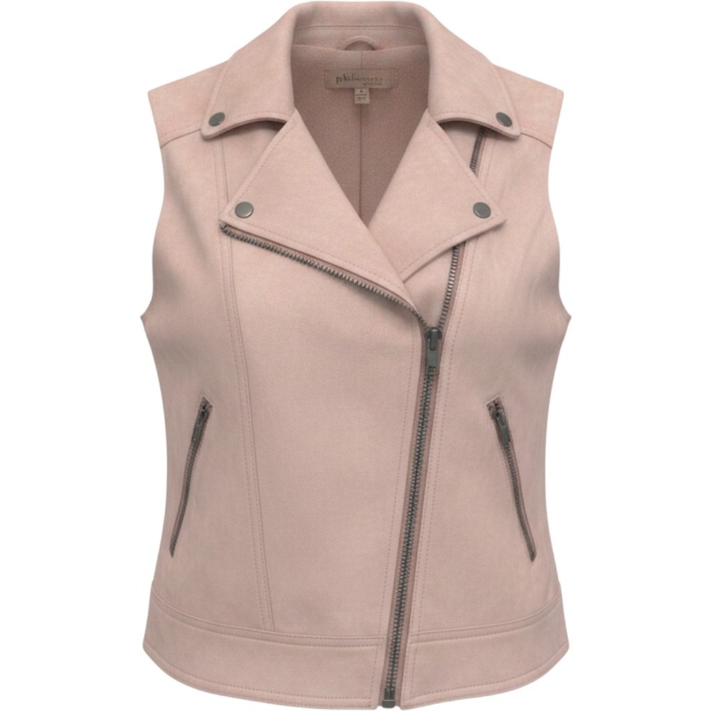 Philosophy Republic Clothing Pink Faux Suede Moto Vest Asymmetric Zip Small
